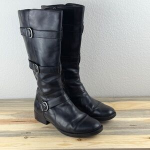 Born Falmouth Knee High Black Leather Boots with 3 Straps Size 9.5